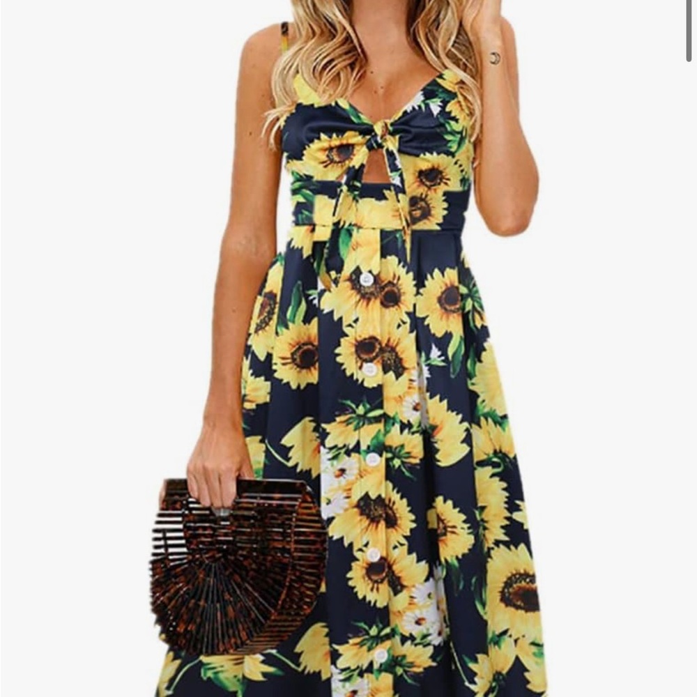Sunflower Print Summer Dress